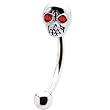 Silver 925 Skull with Siam Red Eyes Austrian Eyebrow Ring
