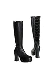 3 3/4 Inch Blk Pu Chain Corset Back Knee Boot