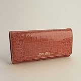 【人気デザイン!!】(ミュウミュウ)miumiu 5M1109 クロコ型押し二つ折り長財布 サーモンピンク(Antico) 並行輸入品