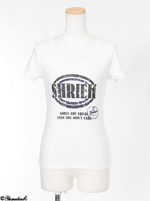 さり気ZIPがポイント☆半袖プリントロゴＴシャツ M オフホワイト