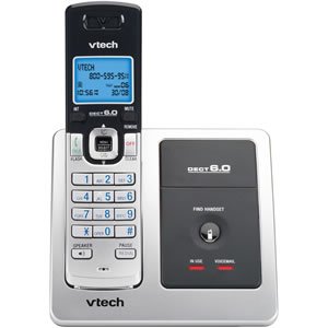 V-Tech DS6111 DECT 6.0 Cordless Phone with Caller ID and Handset Speakerphone (Silver/Black)