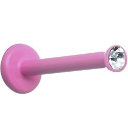 16 Gauge 3/8" Pink Push-In Labret Monroe