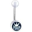 Clear Acrylic King Pimp Logo Belly Button Ring