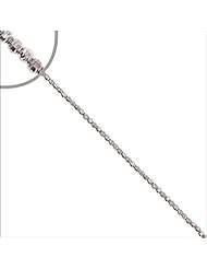 14k White Gold, Sparkly Diacut Disco Bead Chain Necklace 2mm Wide