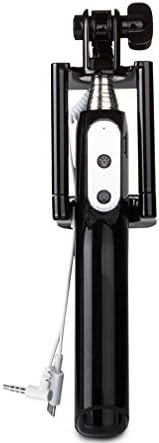 Steily Selfie Stick Extendable and Foldable Monopod with LED Night Flashlight and Mirror Black