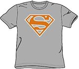 Superman Kids Size BURNT ORANGE SHIELD Youth Gray T-shirt Tee