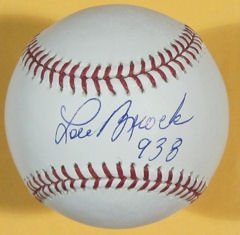 Lou Brock Autographed/Hand Signed MLB Baseball St. Louis Cardinals w/938