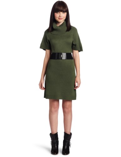 My Michelle Juniors Sweater Dress With Belt, Green, Large