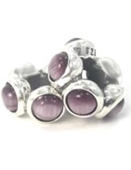 .925 Sterling Silver " Set of 2 Spacers w/ Purple Moonstone " Bead Compatible with Pandora Chamilia Kay Troll Bracelet