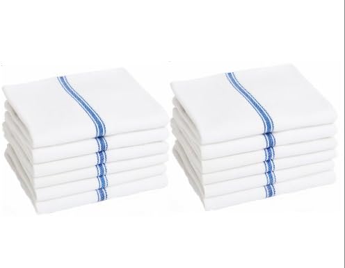 Keeble Outlets One Dozen (12) Kitchen Dish Towels - White - High Quality, Low Lint, Professional Grade 24 oz., 100% Cotton Tea Towel With Herringbone Weave for Exceptional Absorption. Use The Kitchen Towel Preferred by Professional Chefs Around the World - 25.5 in. x 14.5 in.