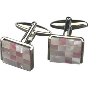Rodium Plated Cufflinks w/ Semi Precious Stones, J114 [Kitchen]