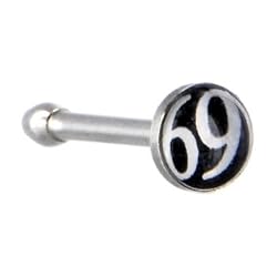 Surgical Steel Black and White 69 Logo Nose Ring