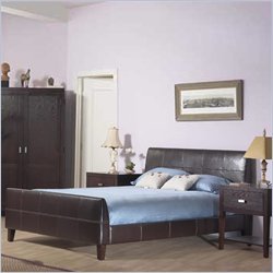 California King Modus Torino Faux Leather Upholstered Modern Platform Bed in Rich Chocolate