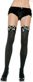 Opaque Thigh High with Skull Print Bows 6296