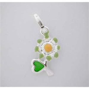 Buy FLOWER CHARM Heart Silver Enamel ITALY by SilverSpeck.com