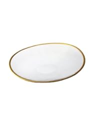 Kitchen: Arda Gilt 8-Inch By 7-Inch Small Oval Plate, Gold, Set of 4 - Arda Glassware
