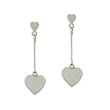 Sterling Silver Thick Heart Bar Drop Dangle Earrings Valentines Day