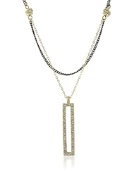 Kenneth Cole New York "Springtime Rose" Pave Rectangle Pendant Necklace, 19"