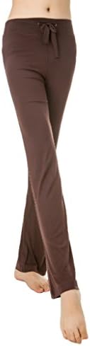 Cloudy Women's Modal Wide Leg Yoga Pants Linear Self Tie Waist, Multiple Colors Available(Brown,US L/Asian XXL)