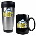 Denver Nuggets Stainless Steel Travel Tumbler and Black Ceramic Mug Set