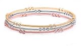 Triple Strand Bangle Bracelet Gold, Silver and Pink Strands with Clear CZ Sterling Silver 31leHBmqvAL. SL160 Triple Strand Bangle Bracelet Gold, Silver and Pink Strands with Clear CZ Sterling Silver