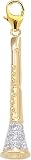 14k Gold Diamond Clarinet Charm (1/10 cttw)