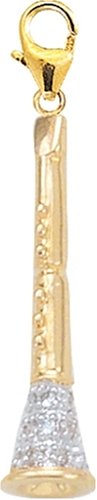 14k Gold Diamond Clarinet Charm (1/10 cttw)