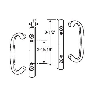 STB Sliding Glass Patio Door Dummy Handle Set Mortise Type Zinc Brushed Chrome 3 15 16 Screw Holes