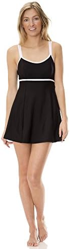 (RG1726) Riviera Swimwear Women's Double Strap Swimdress (8-24W) in Black/White Size: 10