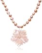 Sterling Silver Pink Freshwater Cultured Pearl Necklace w/ Pink Shell Flower Pendant, 16-18" Sterling Silver Pink Freshwater Cultured Pearl Necklace w/ Pink Shell Flower Pendant, 16-18"