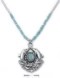 Sterling Silver 16 Inch LS Necklace With Turquoise Dolphins