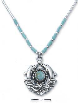 31legCyraTL Sterling Silver Jewelry: Sterling Silver 16 Inch LS Necklace With Turquoise Dolphins   JewelryWeb