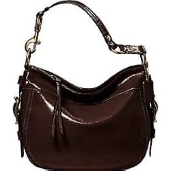 Coach Patent Leather Zoe Shoulder Hobo Bag Purse Tote 12735 Chestnut