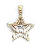 14k Tricolor Star Dangle Pendant
