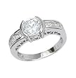 Sterling Silver Rhodium Engagement Ring with Clear CZ - Size: 6-9