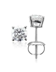Diamond Stud Earrings Round Brilliant Shape White Gold 14K 4 Prong Screw Back ( J Color SI2 Clarity 2 Carat t.w. Weight )
