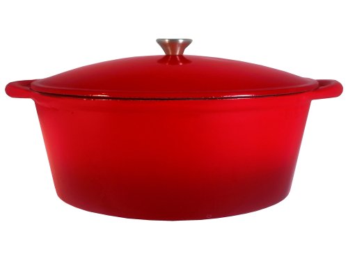 Le Chef Enamel Cast Iron Red Oval Dutch Oven 9 1/2 Qt