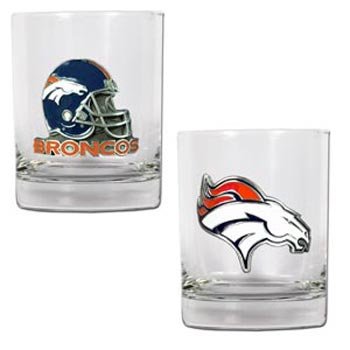 NFL Denver Broncos Two Piece Rocks Glass Set - Primary & Helmet Logo