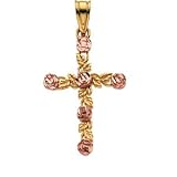 14K Yellow Gold Rose Cross