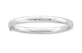 Sterling Silver Children's Embossed Guard and Hinge Bangle Bracelet
