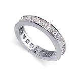 .925 Sterling Silver Eternity Band Princess Cut Cubic Zirconia Ring