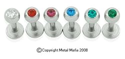 16G STEEL LABRET WITH GEM BALL VALUE PACK LBVALUE163/8 - 16G 3/8" 3MM GEM BALL