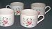 Pfaltzgraff Garden Trellis Pink White Roses Flowers China Cup Mug 4pc Set