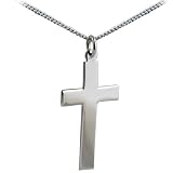 Croix latine en argent fin 925/1000 avec chaîne gourmette