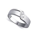 .925 Sterling Silver Band 2 Tone Finish Cubic Zirconia Ring