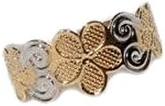CHILD'S 18K SKILLUS GOLD FLOWER BAND RING IN SIZE 5, LEAD & NICKEL FREE GOLD!