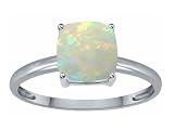 1.85 cttw Zoe R(tm) 10k White Gold Genuine Opal 7mm Cushion Cut Solitaire Engagement Ring