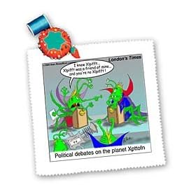 Londons Times Funny Society Cartoons - Alien Political Debates - Quilt Squares