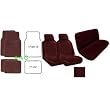 A Set of 2 Universal Fit Low Back Scottsdale Pattern Front Bucket Seat Cover, A Set of 4 Universal Fit Plush Carpet Floor Mats for Cars and One Universal Fit Scottsdale Rear / Bench Seat Cover - Burgundy