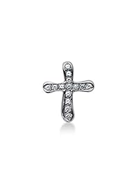 14K White Gold Round Diamond Pave Set Cross Pendant (0.60ct)